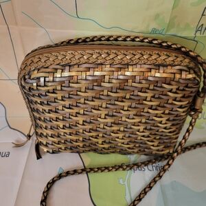 Vintage L.J.S. Collection Woven Gold And Bronze Crossbody Bag